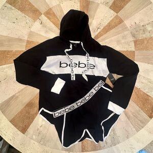 New Bebe Hoodie & Shorts Set Large